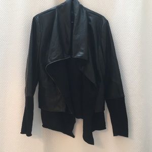 Faux leather, sweater underlay jacket